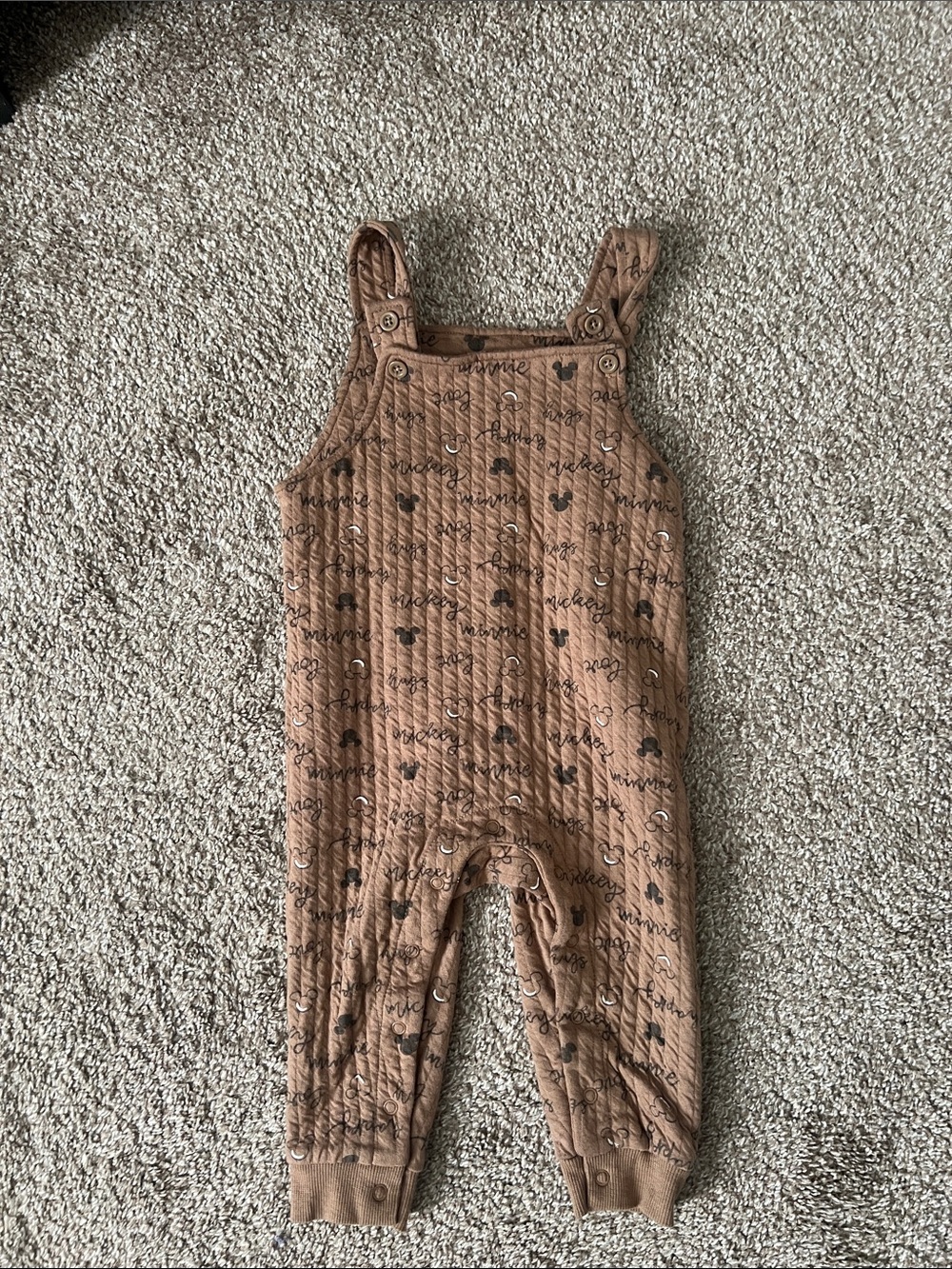 18M Disney Ribbed Baby Overalls with Heart Print